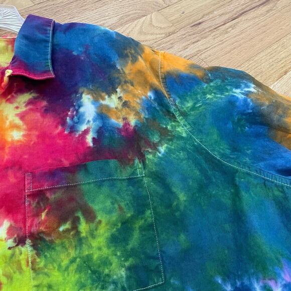 handmade tie dye unisex XXXL 3X camp shirt rainbow galaxy - Picture 5 of 10